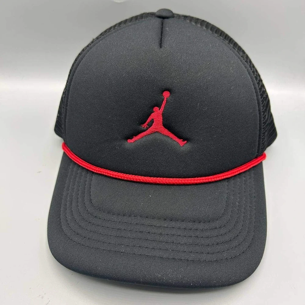 Air Jordan Rise Trucker Hat Youth Black Embroidered Jumpman Snap Back Cap